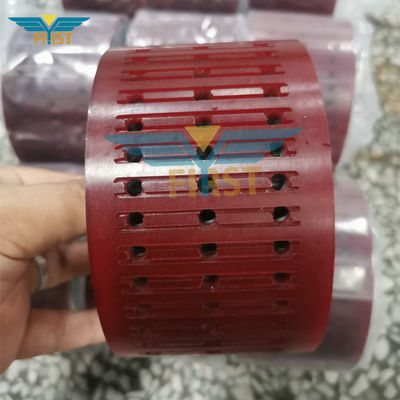 Red Color Suction Wheel 124*70mm Bagian Pencetakan Polyurethane untuk Mesin Lipat