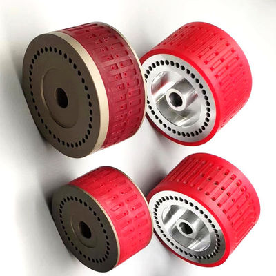 Roda Hisap Tahan Aus Warna Merah Bahan Karet/Baja untuk Suku Cadang Mesin Lipat dan Aksesori Cetak Offset